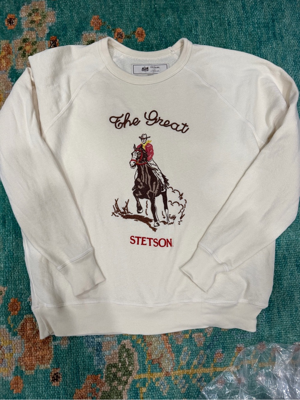 The Great and Stetson College Sweatshirt Embroidered cowboy size 1 small - Picture 2 of 4